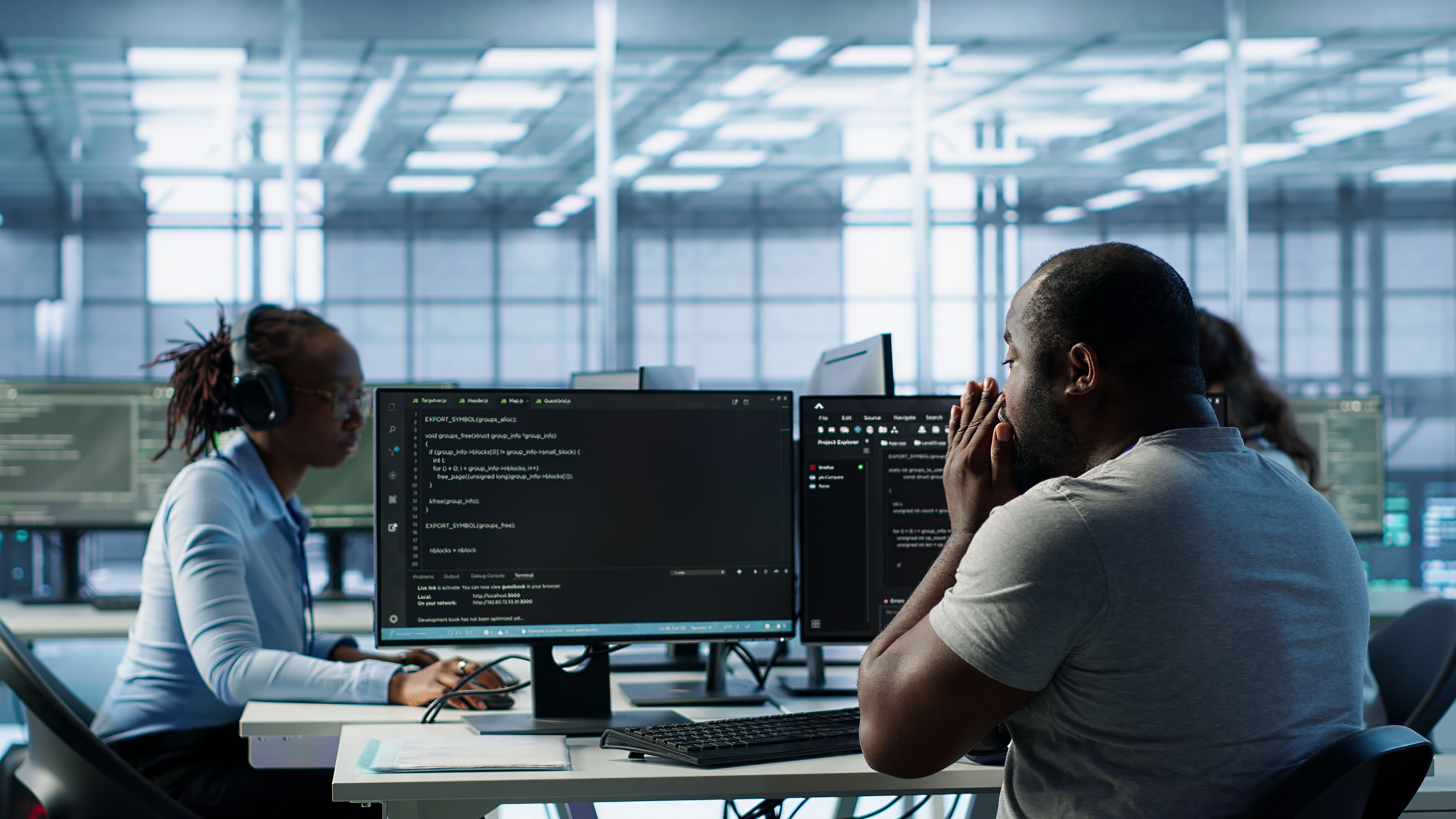 Software development team at work