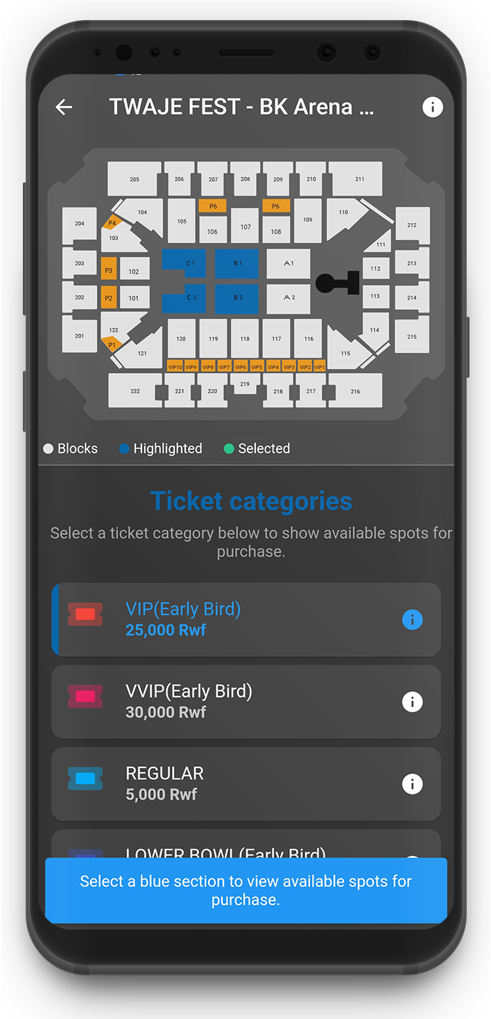 Select Event Ticket Category